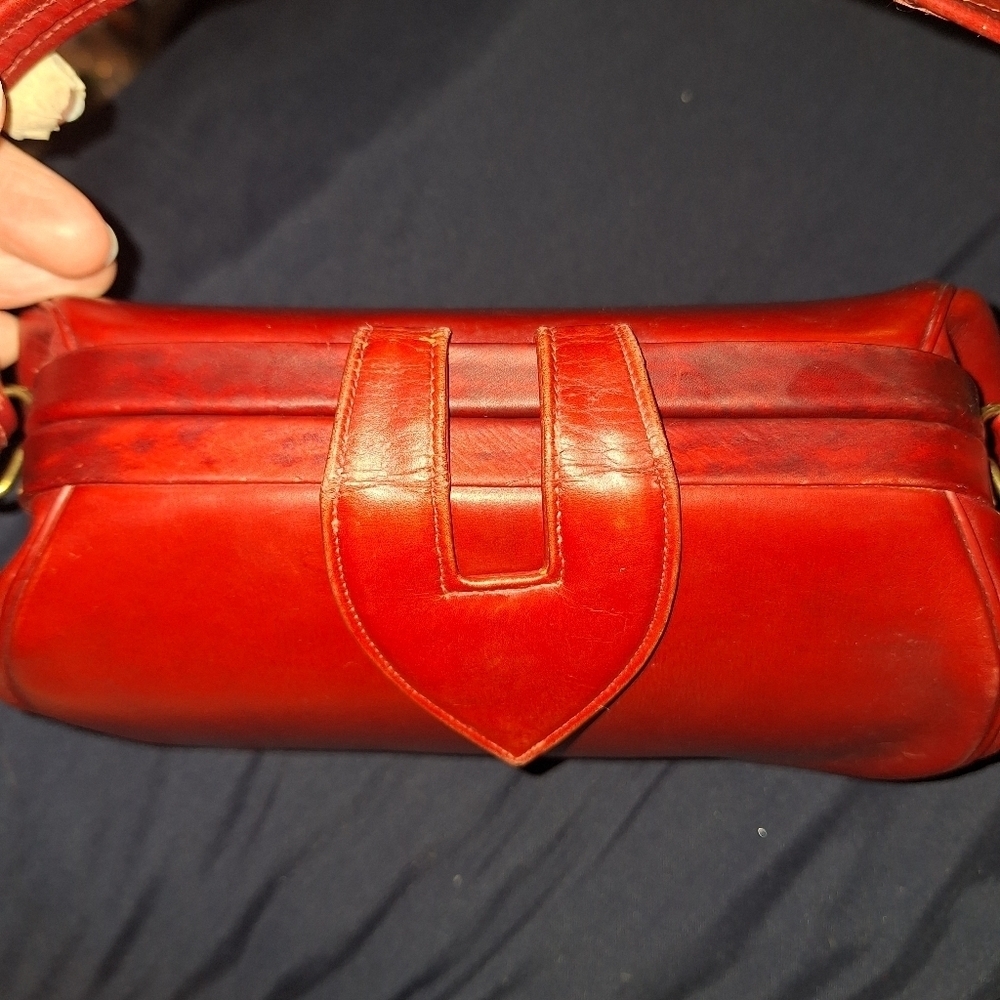 Vintage Red Leather Handbag Snap Closure Medium - Picture 8 of 8